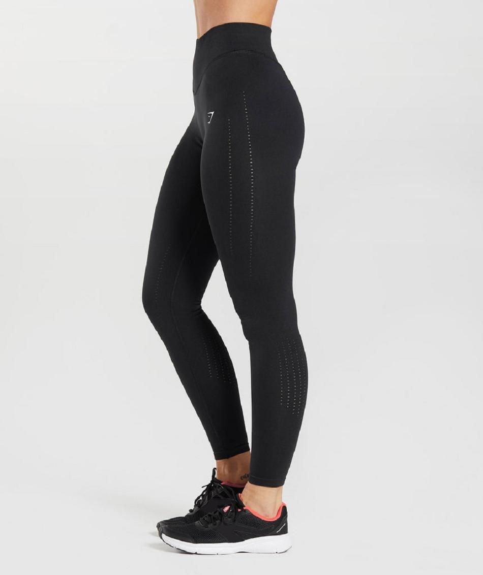 Gymshark Sweat Seamless Sculpt Ženske Tajice Crne | HR 3964MQZ